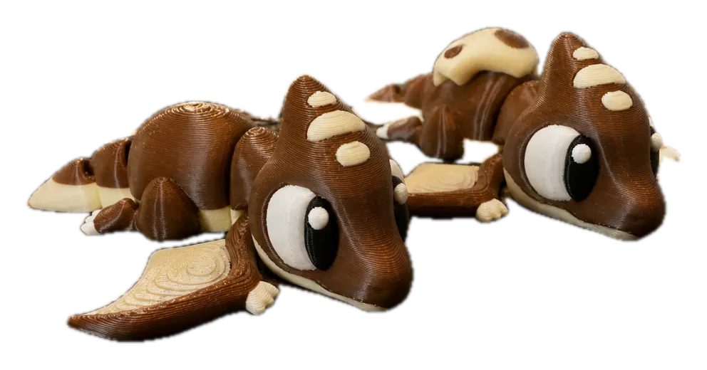 Pterodactyl duo: twee bruine 3D-geprinte vliegende oerreptielen met gespreide vleugels